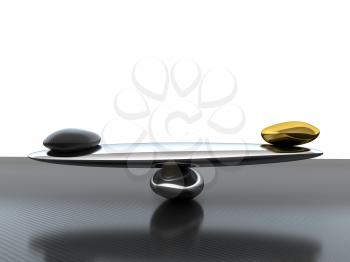 Royalty Free Clipart Image of a Scale With Stones