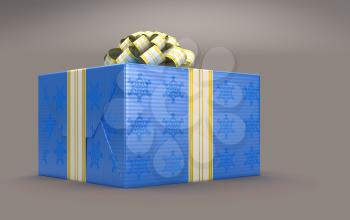 Royalty Free Clipart Image of a Blue Present