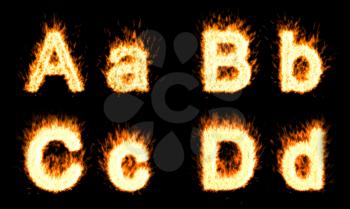 Royalty Free Clipart Image of a Burning Letter Font