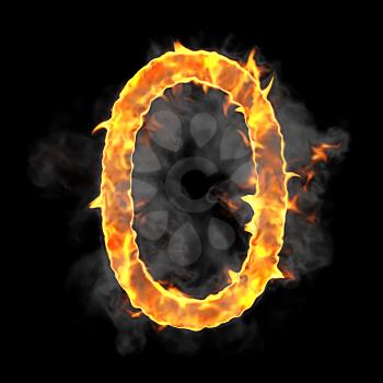 Royalty Free Clipart Image of a Burning Number Zero