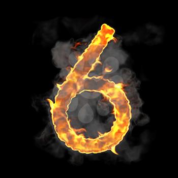 Royalty Free Clipart Image of a Burning Number Six