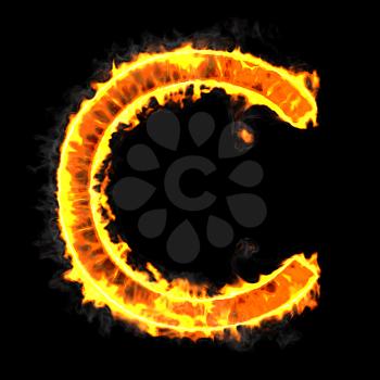 Royalty Free Clipart Image of a Burning Letter C