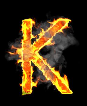 Royalty Free Clipart Image of a Burning Letter K