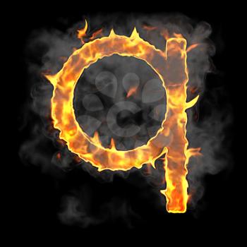 Royalty Free Clipart Image of a Burning Letter Q
