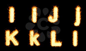 Royalty Free Clipart Image of a Burning Letter Font