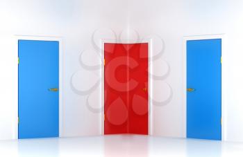 Royalty Free Clipart Image of Three Doors