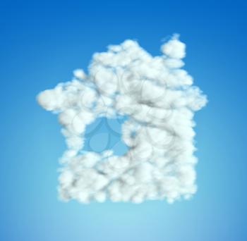 Royalty Free Clipart Image of Clouds Forming a House
