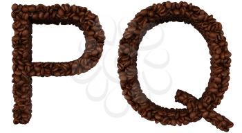 Royalty Free Clipart Image of Roasted Coffee Font P and Q