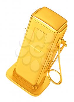 Royalty Free Clipart Image of a Golden Gasoline Pump  