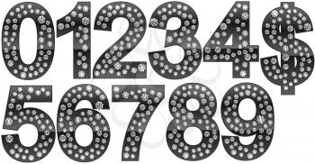 Royalty Free Clipart Image of Silver Numbers Incrusted With Diamonds