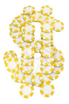 Royalty Free Clipart Image of a Dollar Shaped Casino Chips