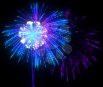 Royalty Free Clipart Image of Blue and Purple Fireworks