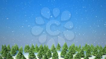 Royalty Free Clipart Image of Firtrees in a Forest