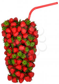 Royalty Free Clipart Image of a Strawberry Glass With Straw