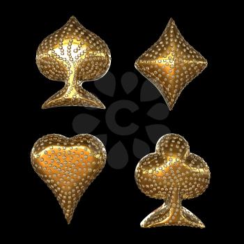 Royalty Free Clipart Image of Golden Card Suits