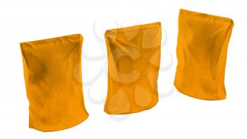 Royalty Free Clipart Image of Three Golden Packs for Coffee