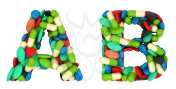 Royalty Free Clipart Image of Pharmaceutical Font A and B