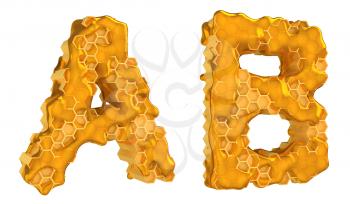 Royalty Free Clipart Image of the Letters A and B in Honey