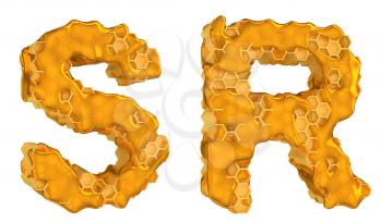 Royalty Free Clipart Image of the Letters S and R in Honey
