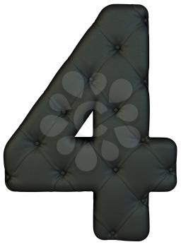 Royalty Free Clipart Image of a Black Leather Number Four