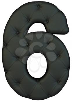 Royalty Free Clipart Image of a Black Leather Number Six