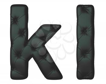 Royalty Free Clipart Image of Black Leather Font K and L