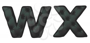 Royalty Free Clipart Image of Black Leather Font W and X