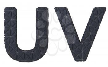 Royalty Free Clipart Image of Stitched Leather Font U and V