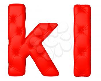 Royalty Free Clipart Image of a Red Leather Font K and L