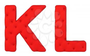 Royalty Free Clipart Image of a Red Leather Font K and L