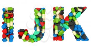 Royalty Free Clipart Image of Pharmaceutical Font I, J and K