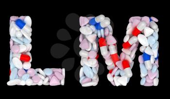 Royalty Free Clipart Image of Pharmaceutical Font L and M