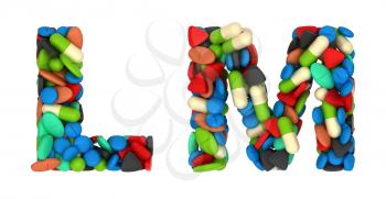 Royalty Free Clipart Image of Pharmaceutical Font L and M