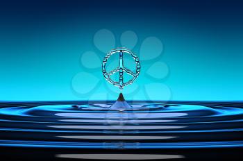 Royalty Free Clipart Image of a Peace Symbol in Water