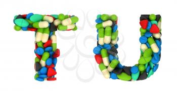 Royalty Free Clipart Image of Pharmaceutical Font T and U