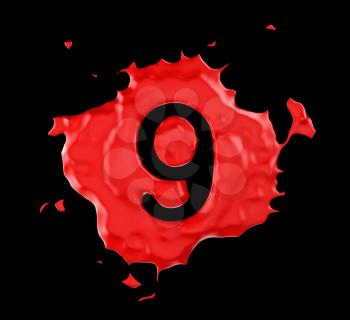 Royalty Free Clipart Image of a Red Number Nine in Paint
