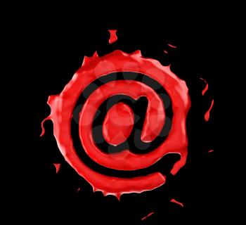 Royalty Free Clipart Image of an At Symbol in Red Paint