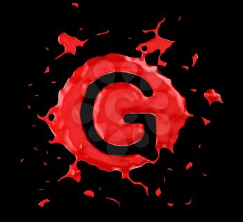 Royalty Free Clipart Image of the Letter G in Red Paint