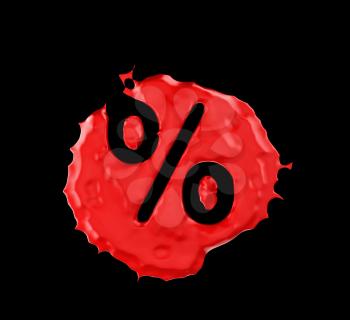 Royalty Free Clipart Image of an Percent Sign in Red Paint