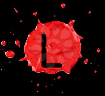Royalty Free Clipart Image of the Letter L in Red Paint
