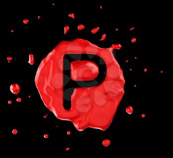 Royalty Free Clipart Image of the Letter P in Red Paint