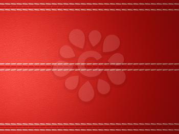 Royalty Free Clipart Image of a Red Stitched Leather Background