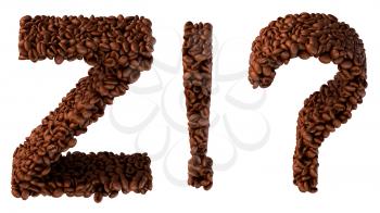 Royalty Free Clipart Image of Roasted Coffee Font Z and Symbols