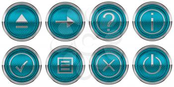 Royalty Free Clipart Image of Blue Control Panel Buttons