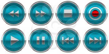Royalty Free Clipart Image of Blue Control Panel Buttons