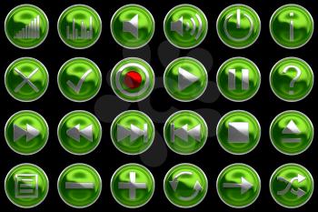 Royalty Free Clipart Image of Green Control Panel Buttons