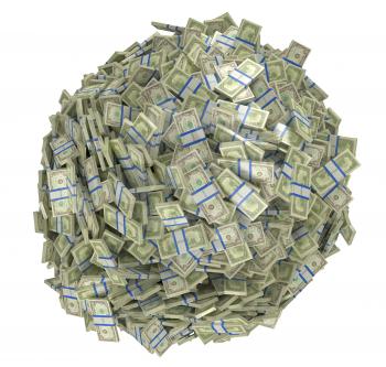 Royalty Free Clipart Image of a Heap of American Bills