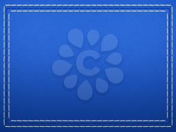 Royalty Free Clipart Image of a Blue Stitched Leather Background
