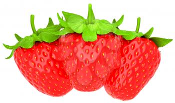 Royalty Free Clipart Image of Three Strawberries