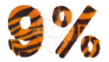 Royalty Free Clipart Image of a Percentage Made of Tiger Fell